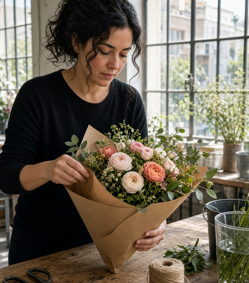 Building a bouquet in kraft